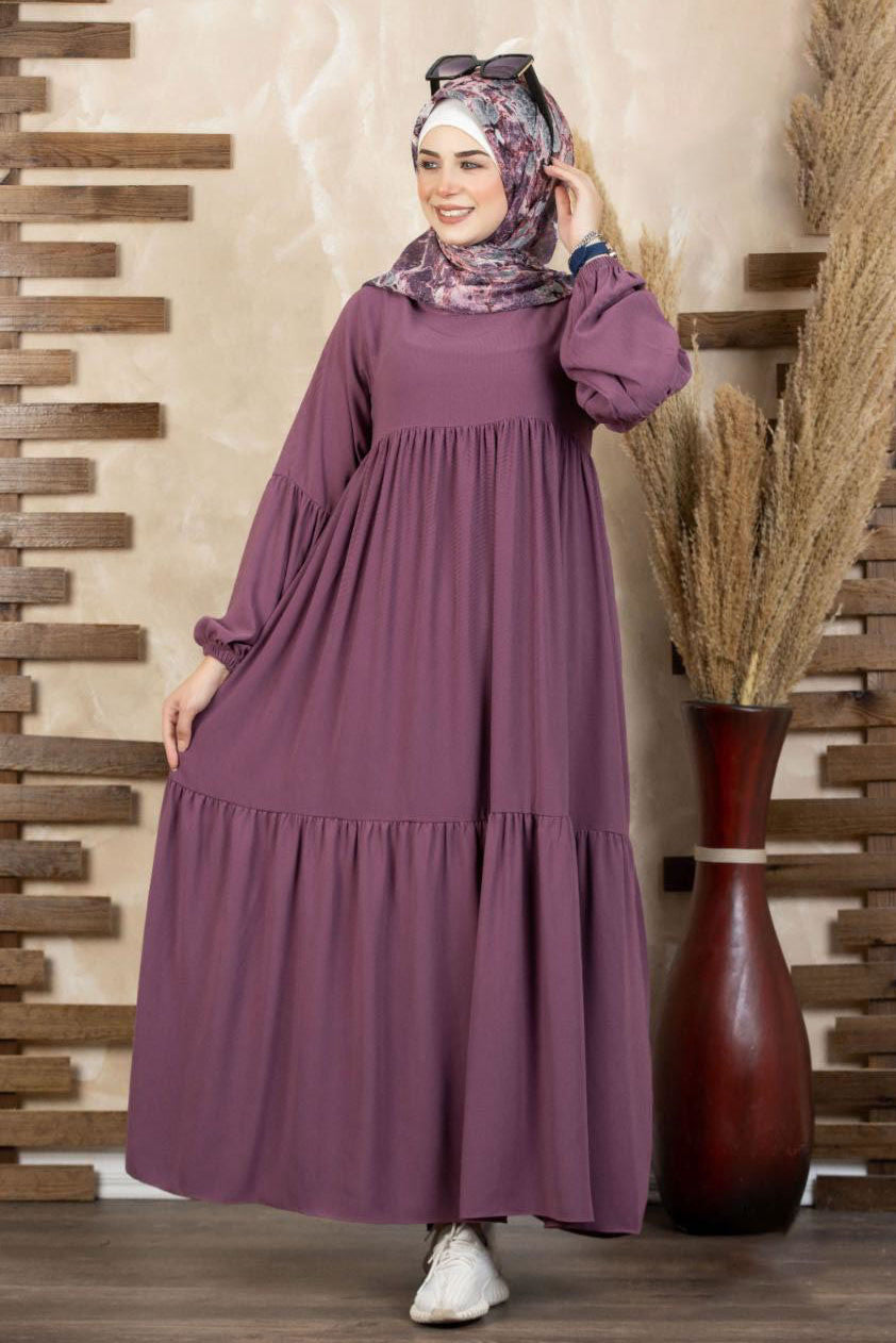 Layered Dress With Pleated Sleeves