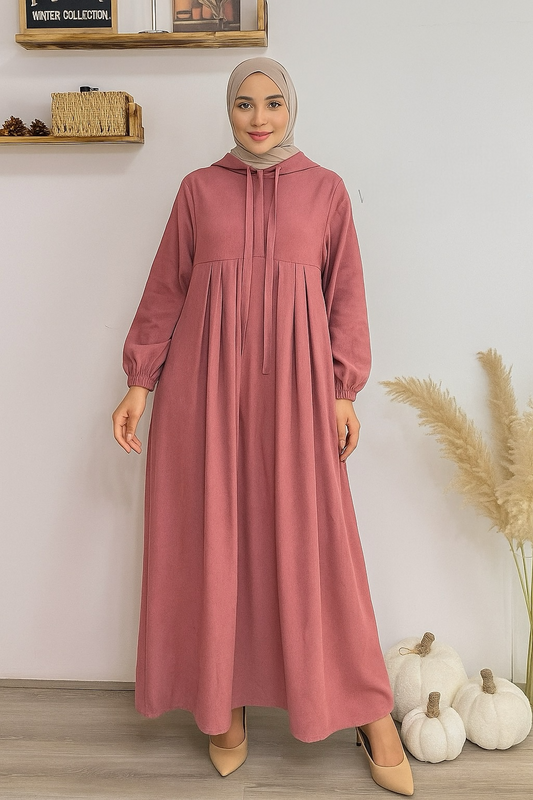 Ribbed Velvet Pleated  Dress