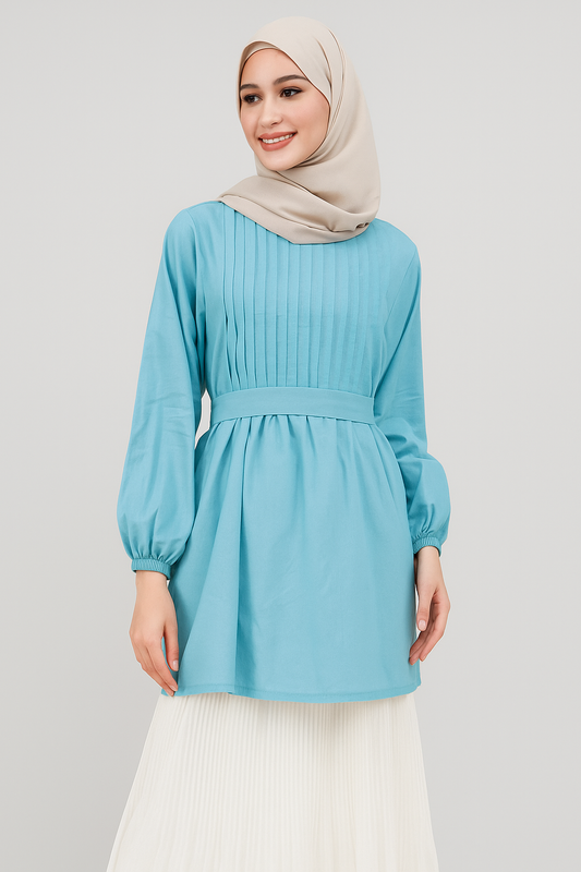 Pleated Blouse (With Belt)-5 Colors
