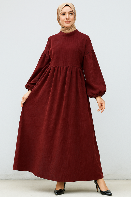 Puffed Sleeves Winter Dress
