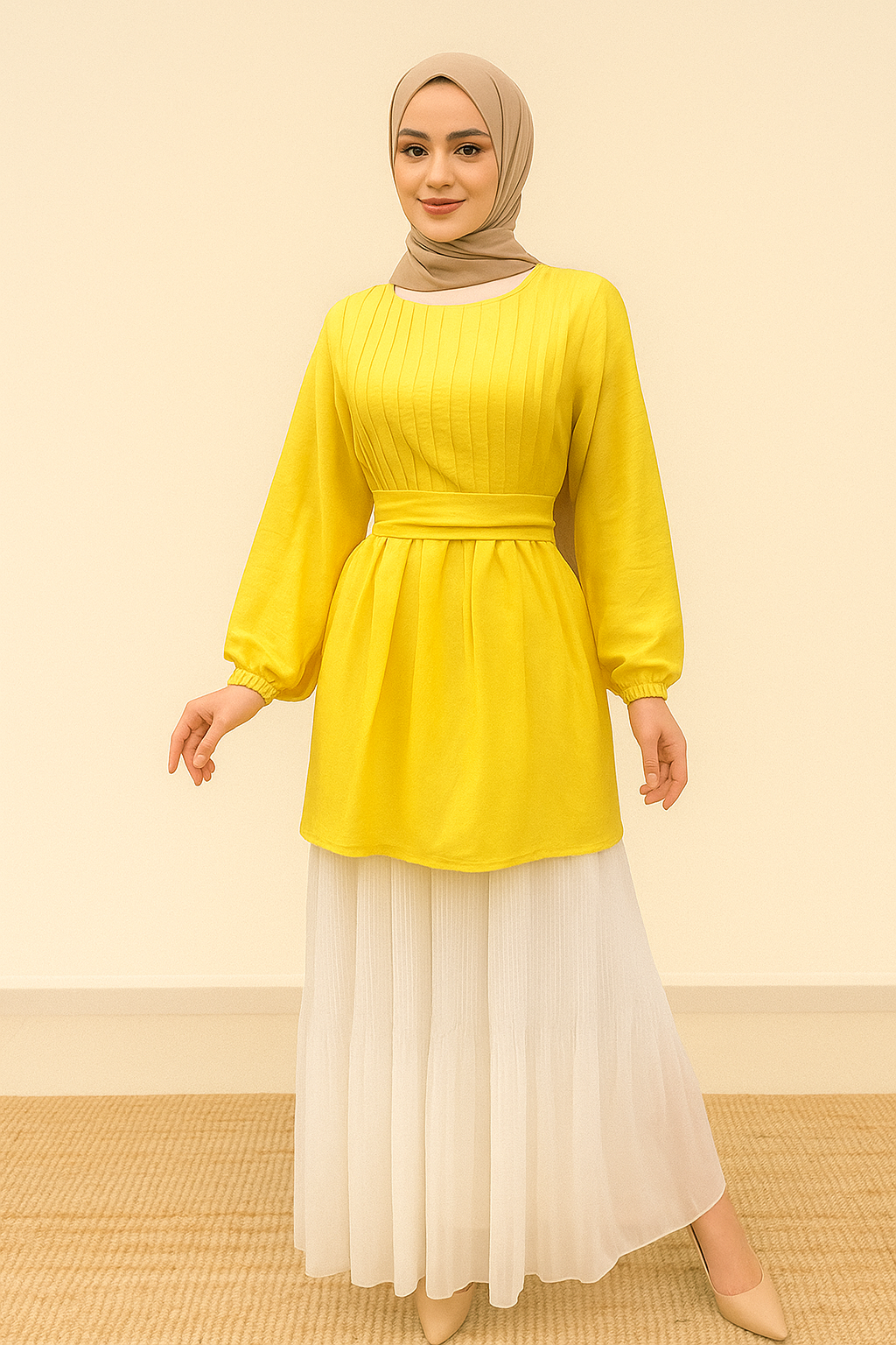 Pleated Blouse (With Belt)-5 Colors