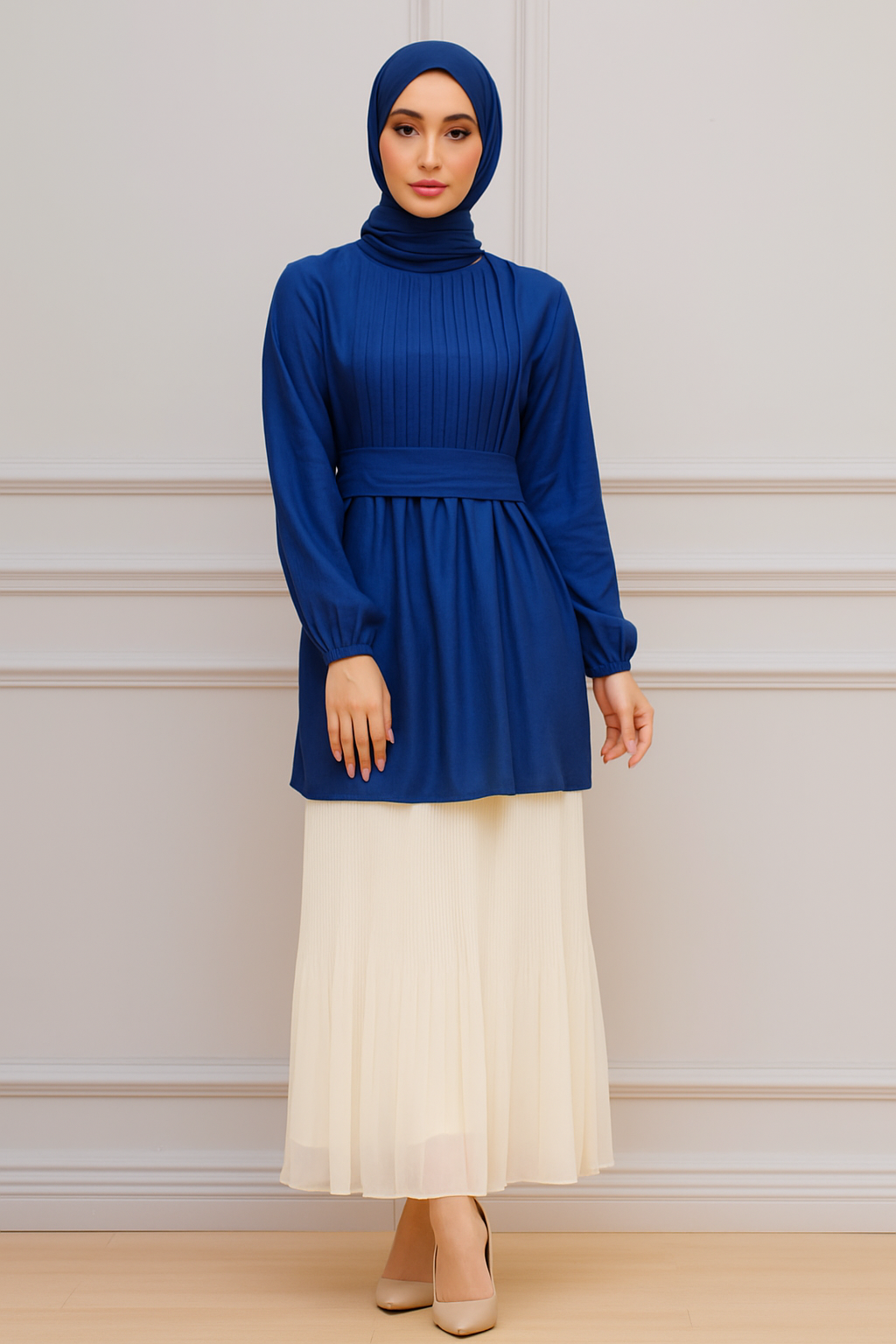 Pleated Blouse (With Belt)-5 Colors