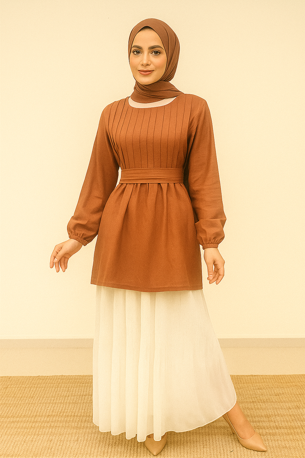 Pleated Blouse (With Belt)-5 Colors