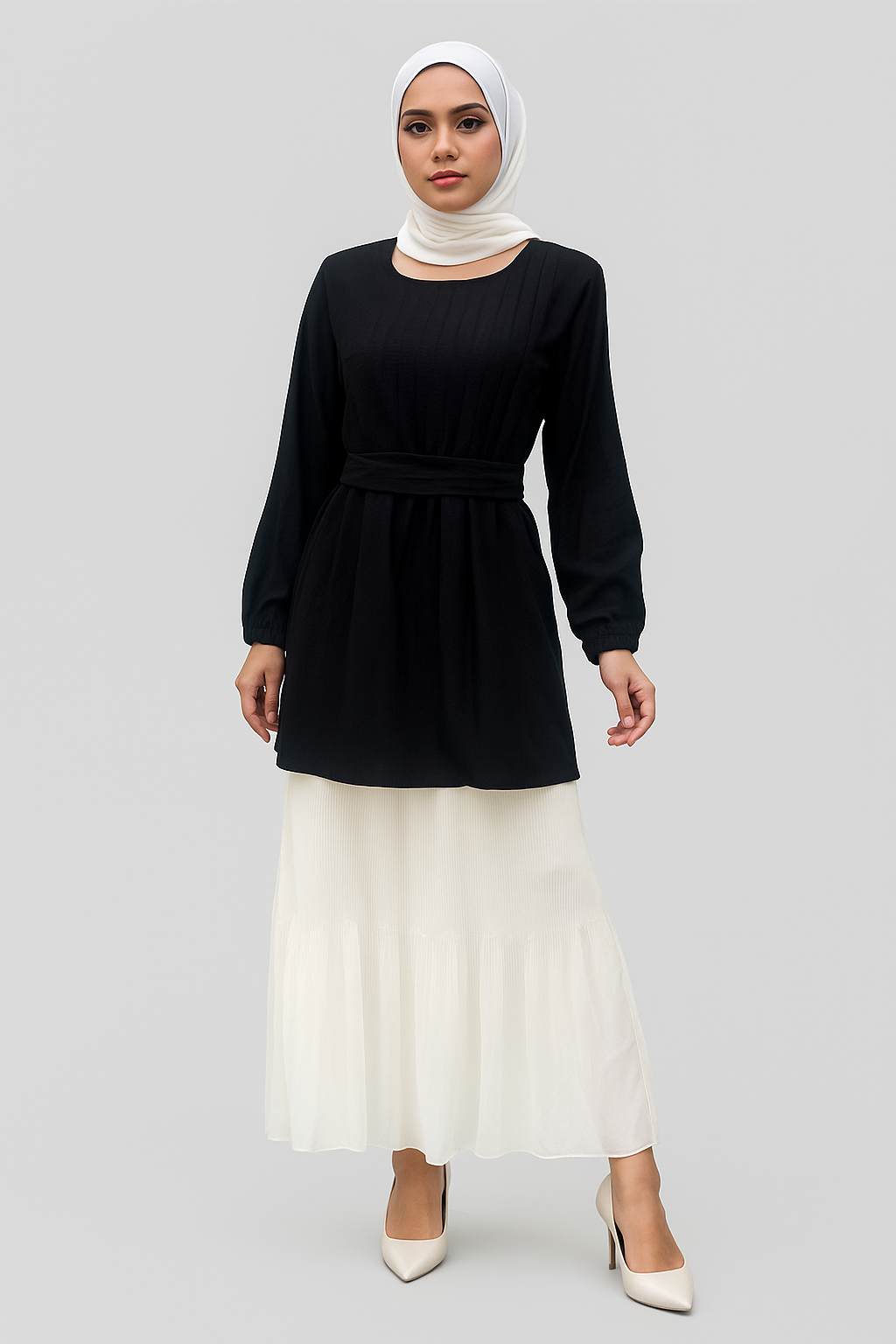 Pleated Blouse (With Belt)-5 Colors