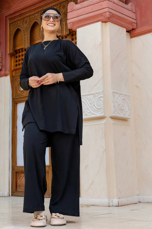 Sportive Cotton Suit-BLACK