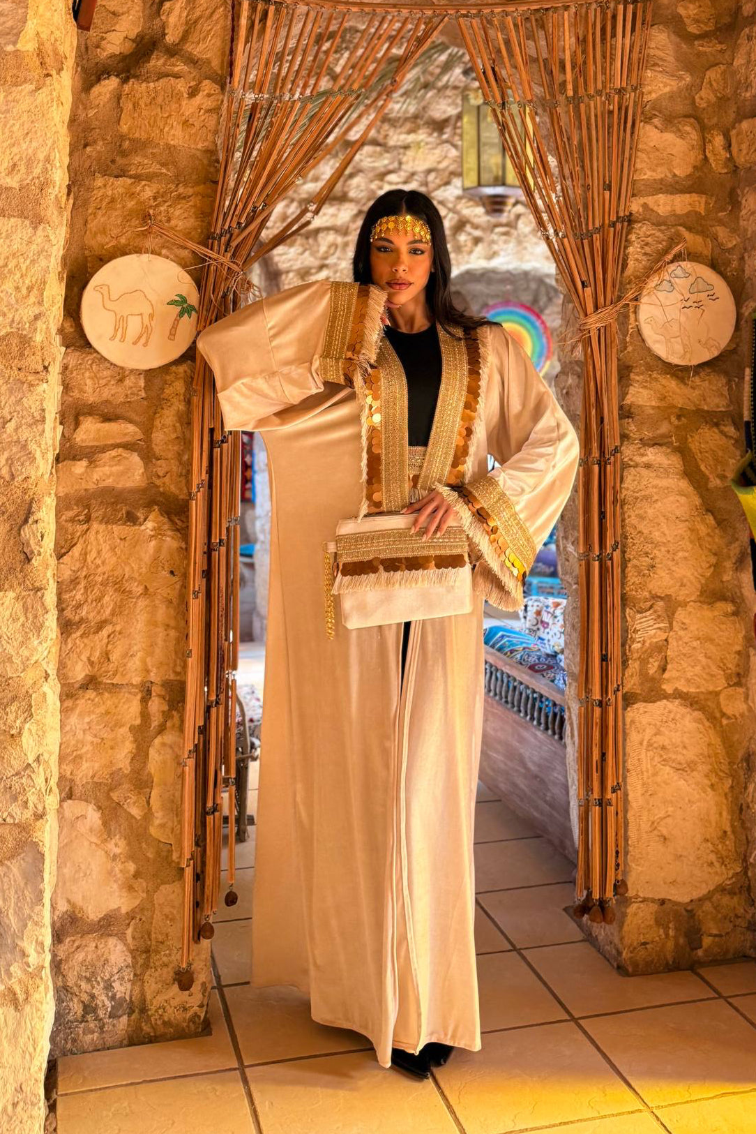 Sequins Kaftan with Bag