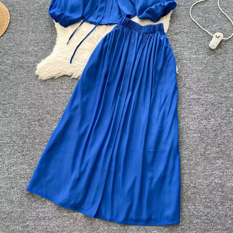 Blue Essential Skirt Suit