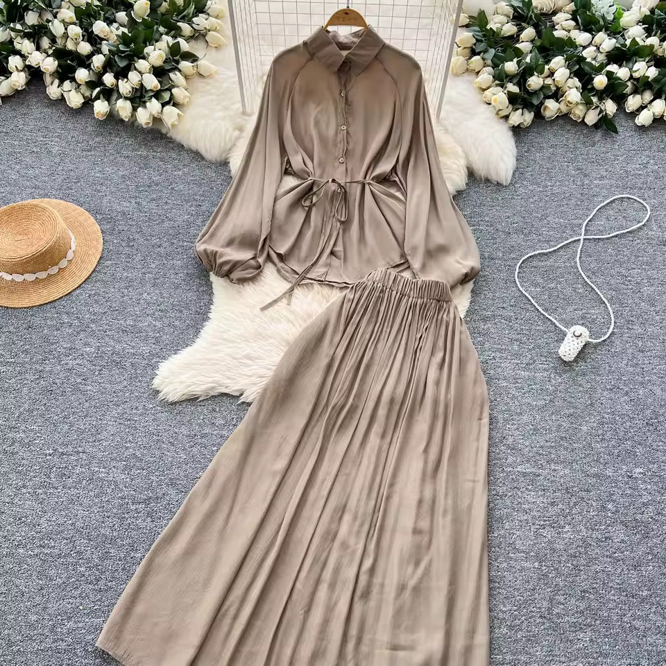 Beige Essential Skirt Suit