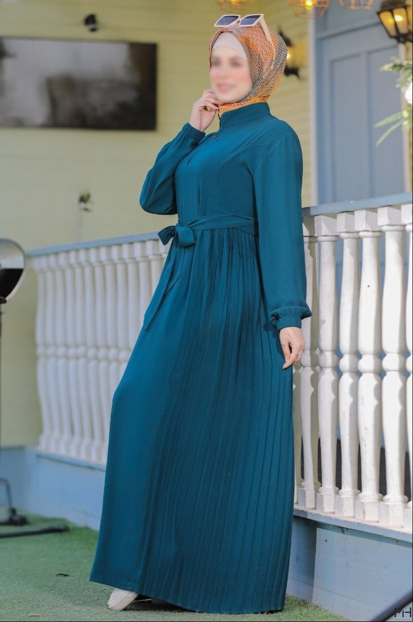 Pleated Abaya With Belt