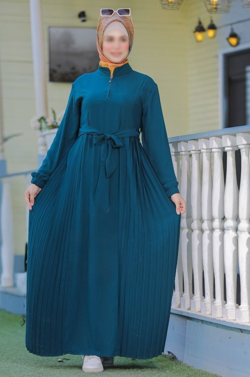 Pleated Abaya With Belt