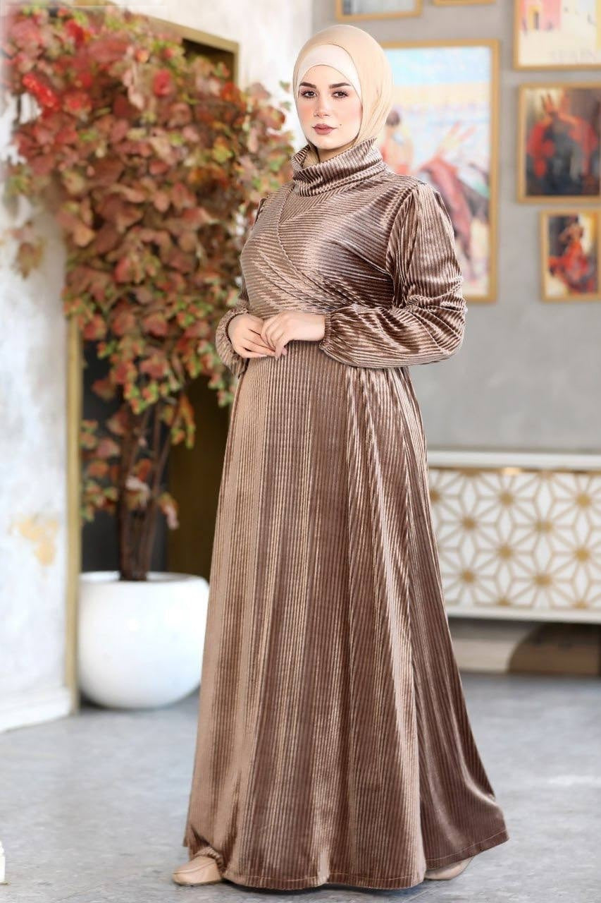 Ribbed Velvet Wrapped Dress(4 Colors)