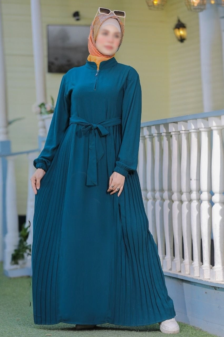 Pleated Abaya With Belt