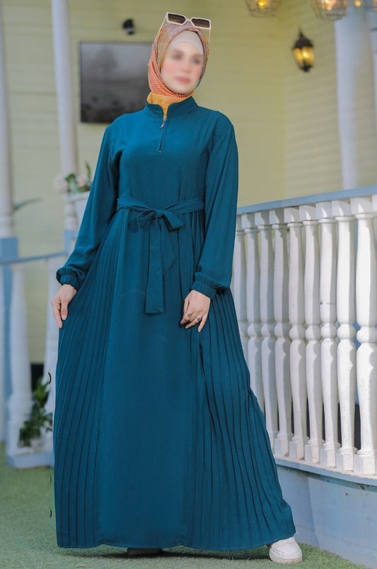 Pleated  Abaya With Belt