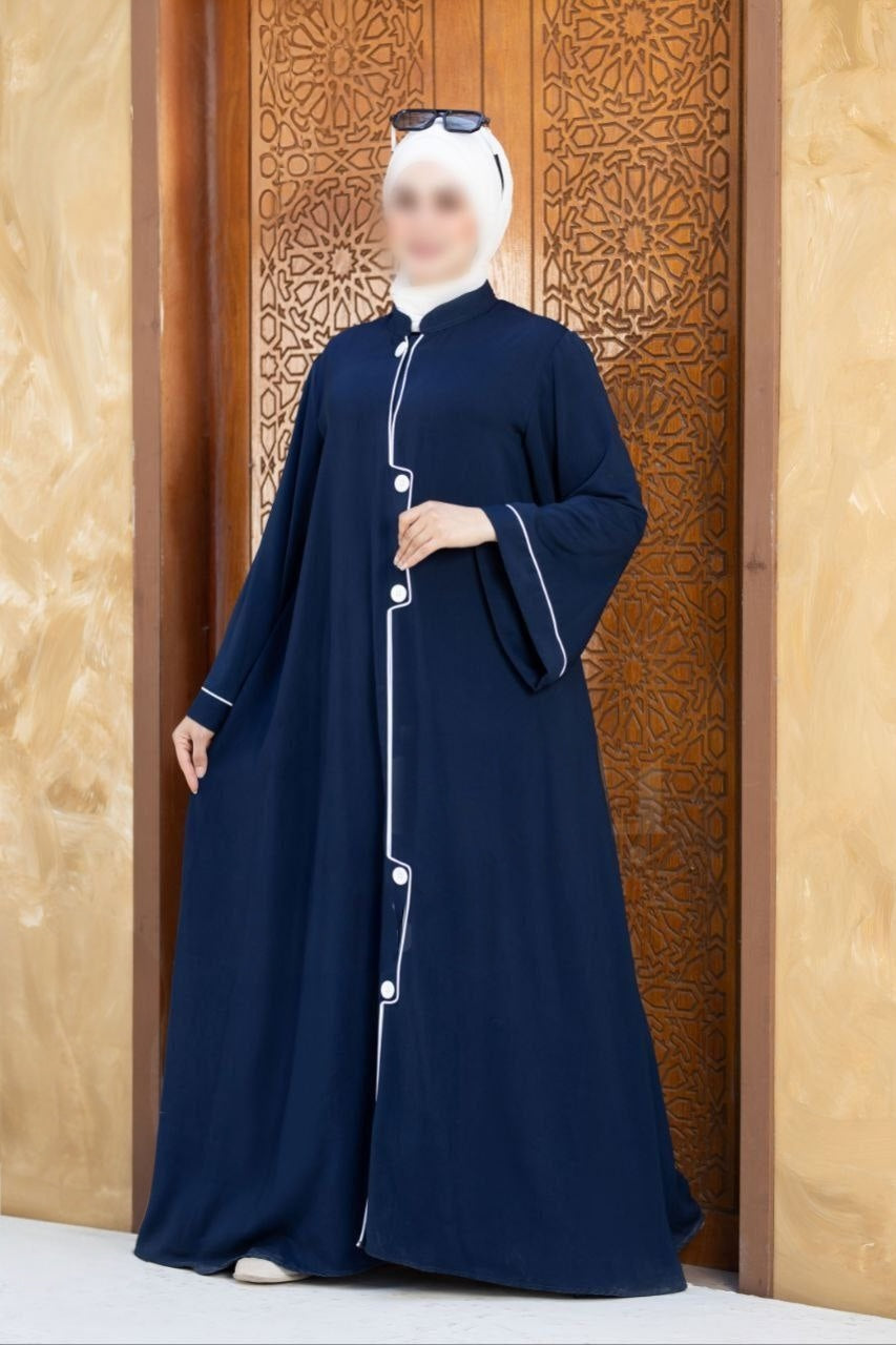Crepe Abaya With White Button