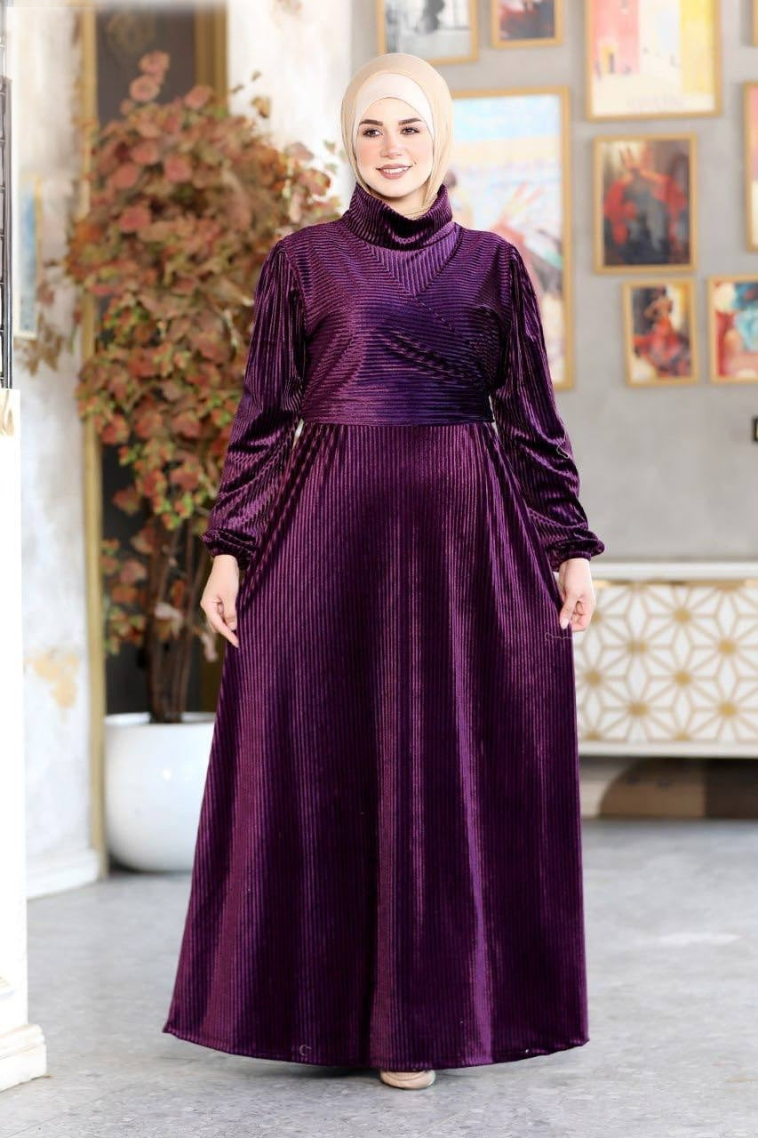 Ribbed Velvet Wrapped Dress(4 Colors)