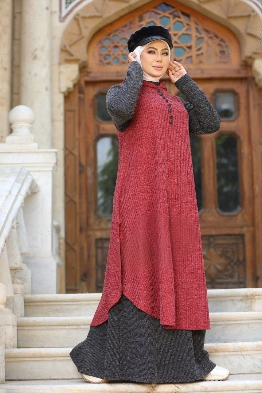 Turkish Rib-knit 2 Pieces Abaya