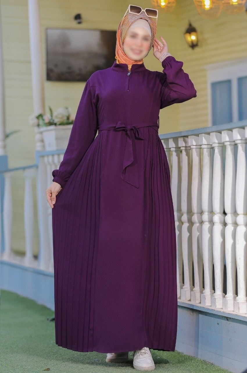 Pleated Abaya With Belt