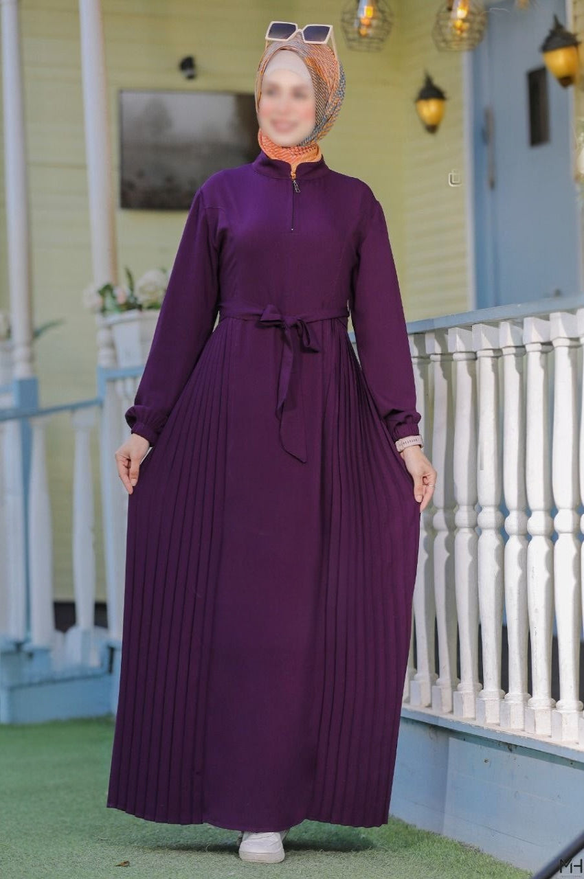 Pleated Abaya With Belt