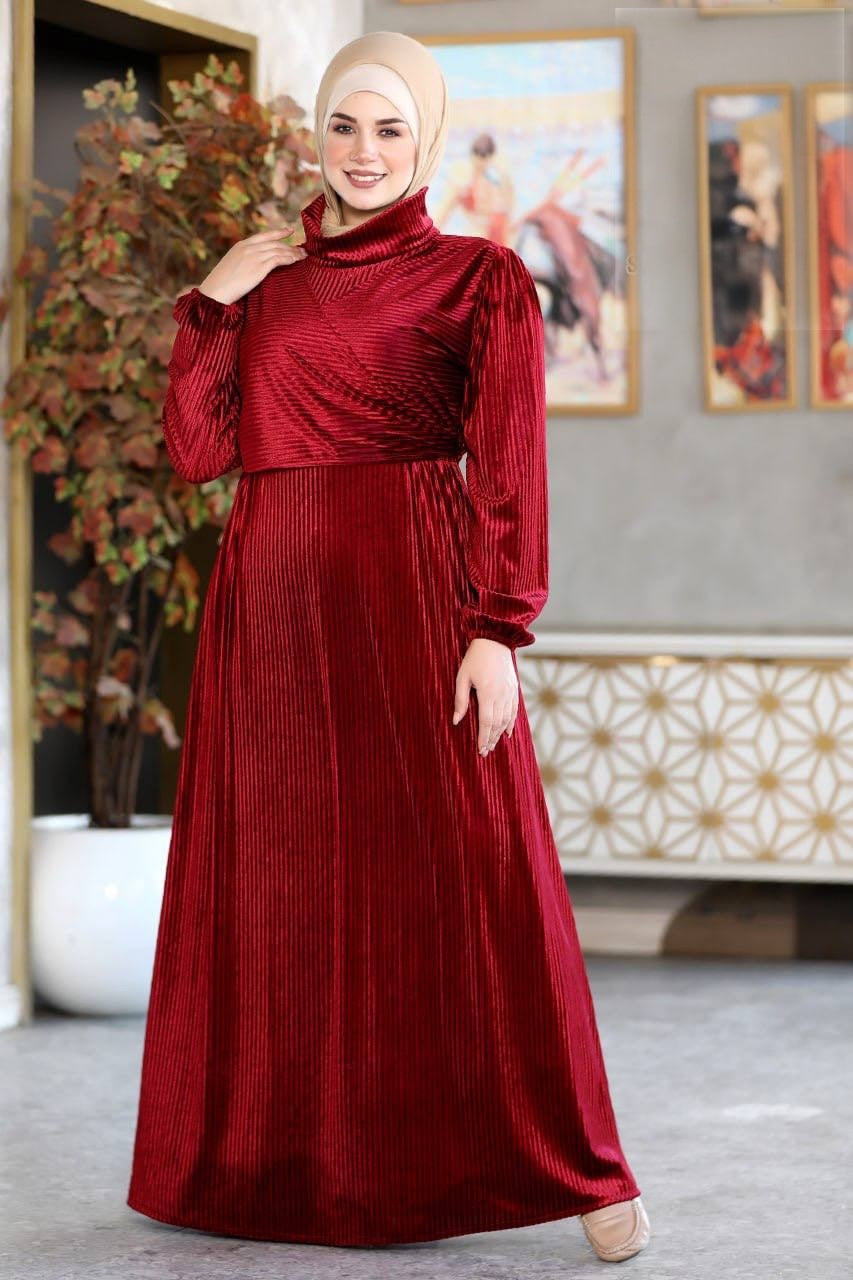 Ribbed Velvet Wrapped Dress(4 Colors)