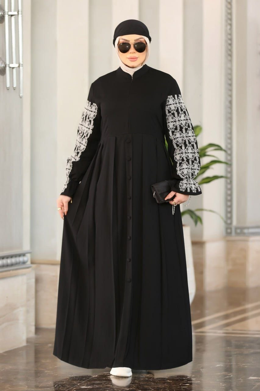 Fine Embroidered Sleeves Abaya (4 colors)