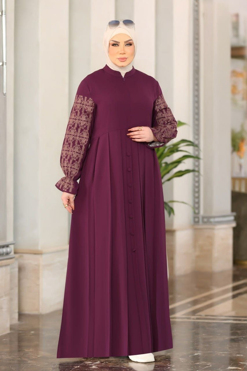 Fine Embroidered Sleeves Abaya (4 colors)