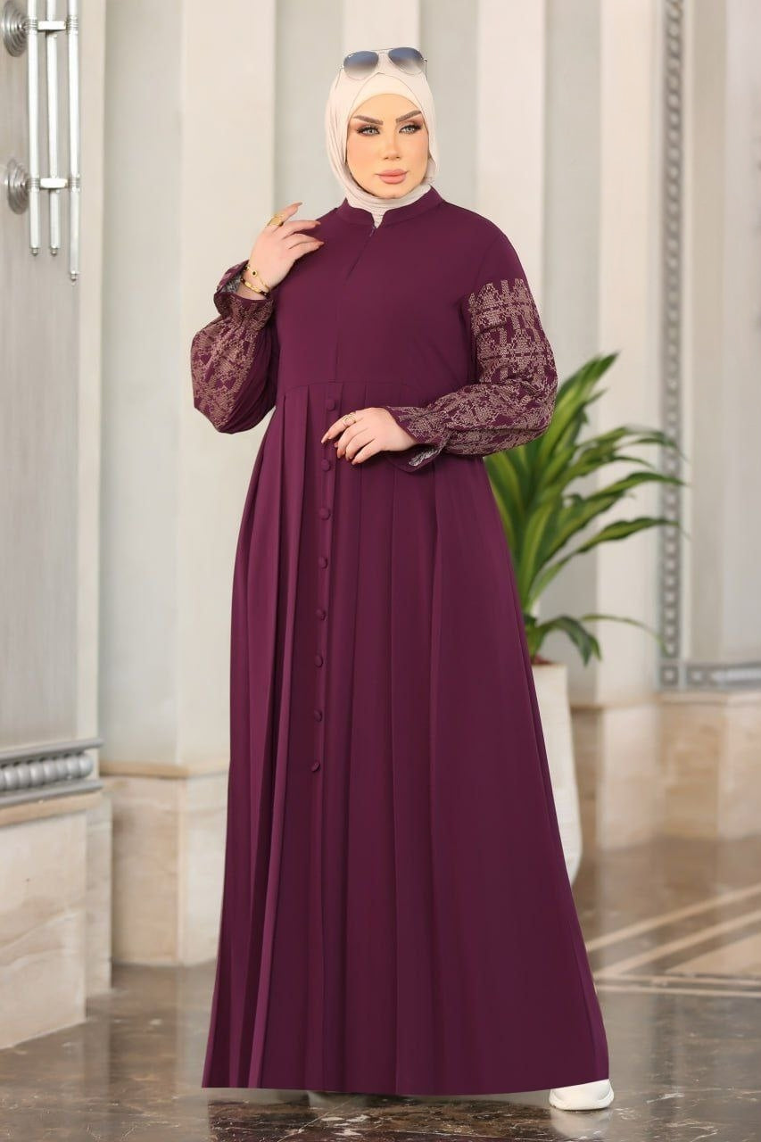 Fine Embroidered Sleeves Abaya (4 colors)