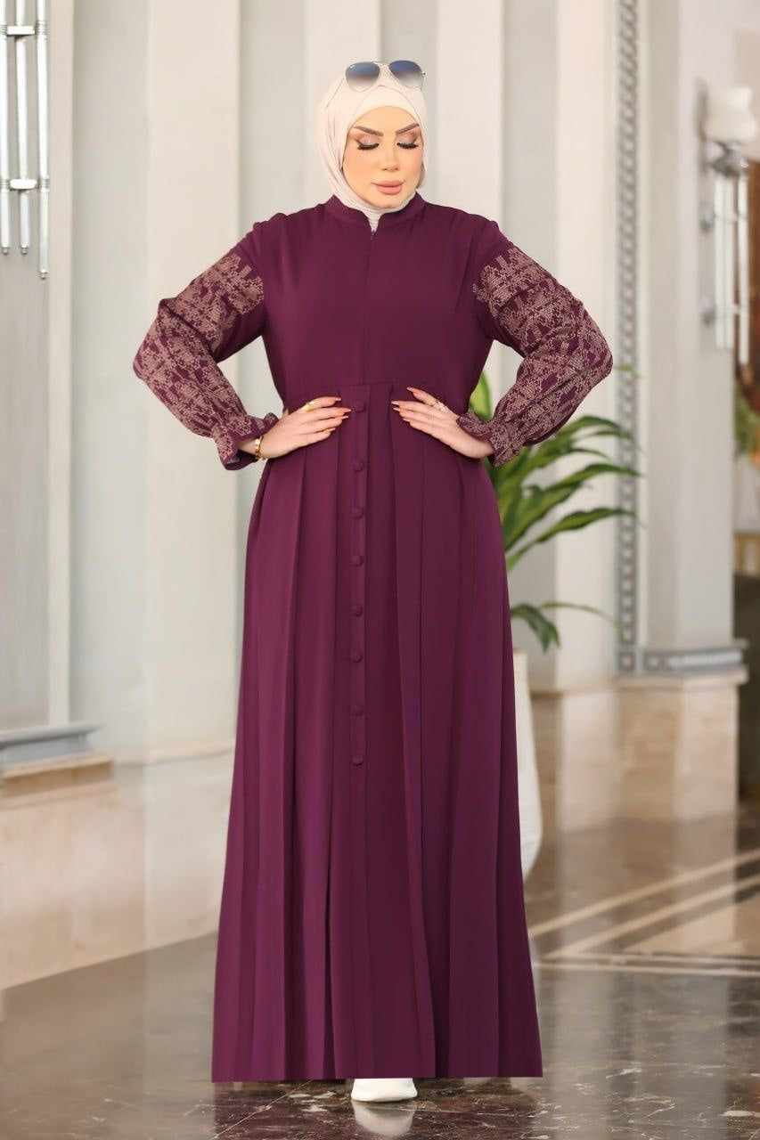 Fine Embroidered Sleeves Abaya (4 colors)