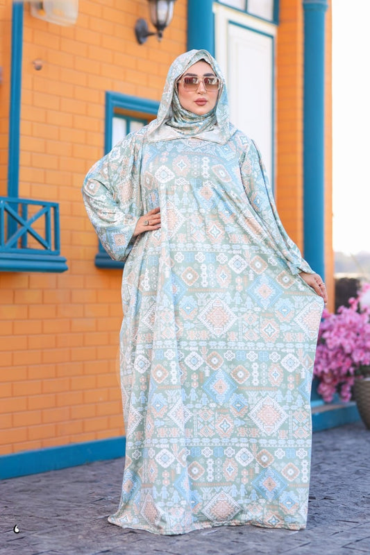 Printed Prayer Dress / Mint