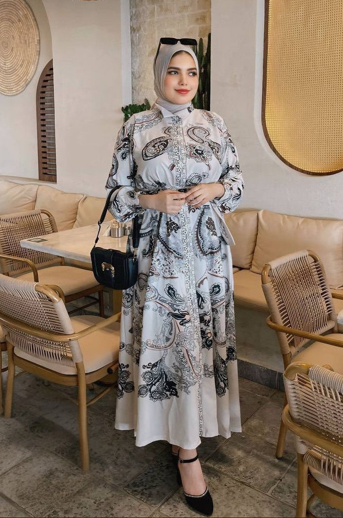 Button Printed Dress
