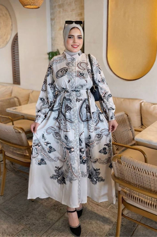 Button Printed Dress