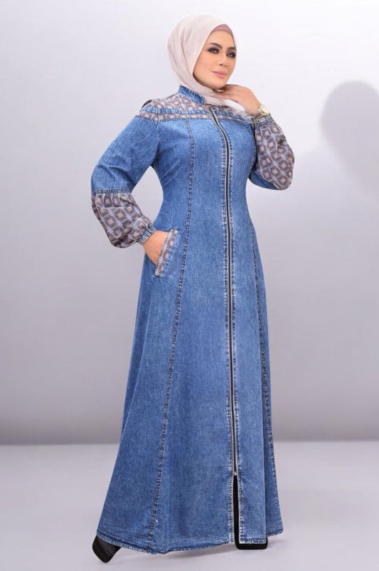 Printed Jeans Abaya