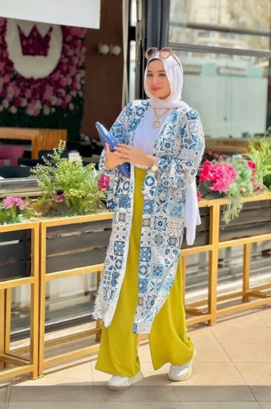 Printed Open Cardigan