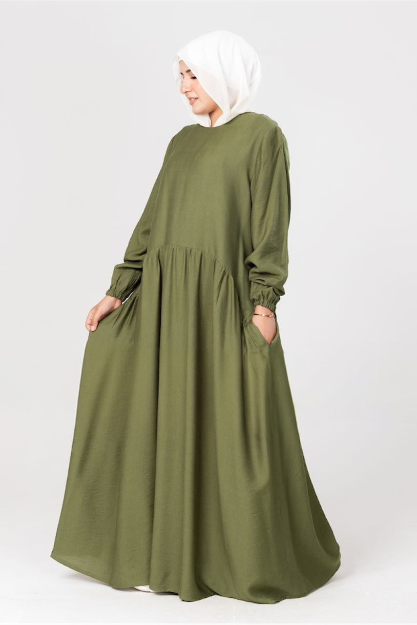 Pleated Plain Dress