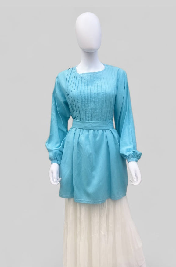 Pleated Blouse (With Belt)-5 Colors