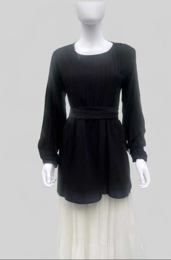 Pleated Blouse (With Belt)-5 Colors