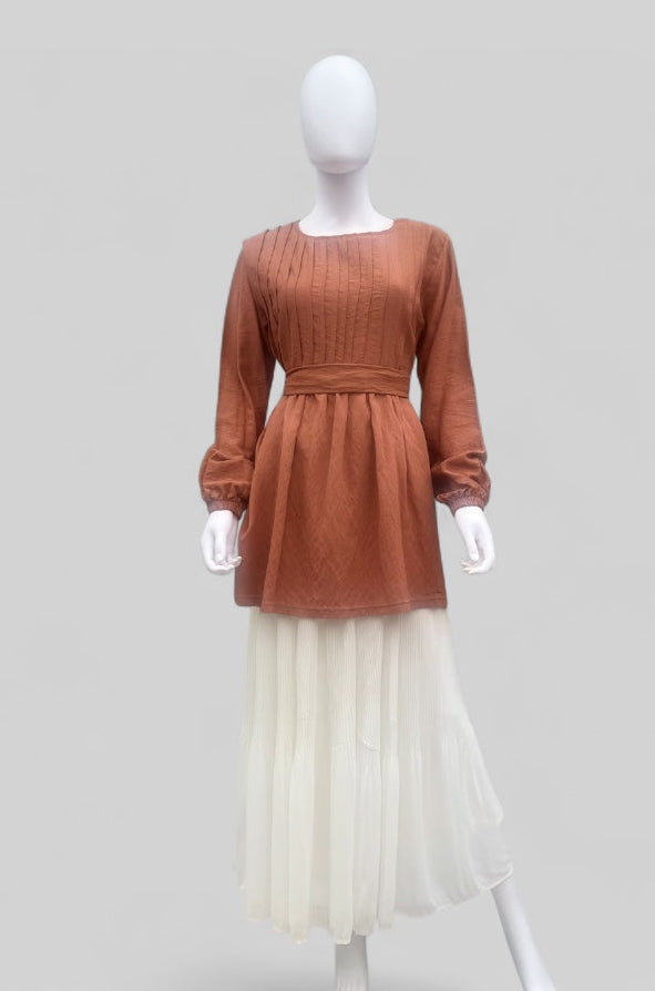 Pleated Blouse (With Belt)-5 Colors