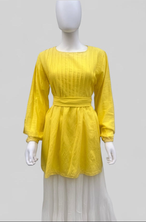 Pleated Blouse (With Belt)-5 Colors