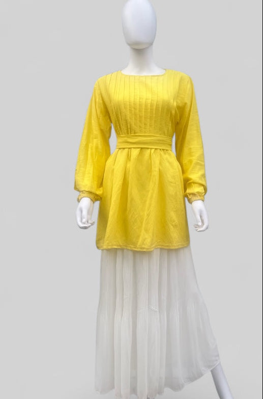 Pleated Blouse (With Belt)-5 Colors