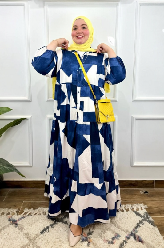 Plus Size Printed Layered Dress