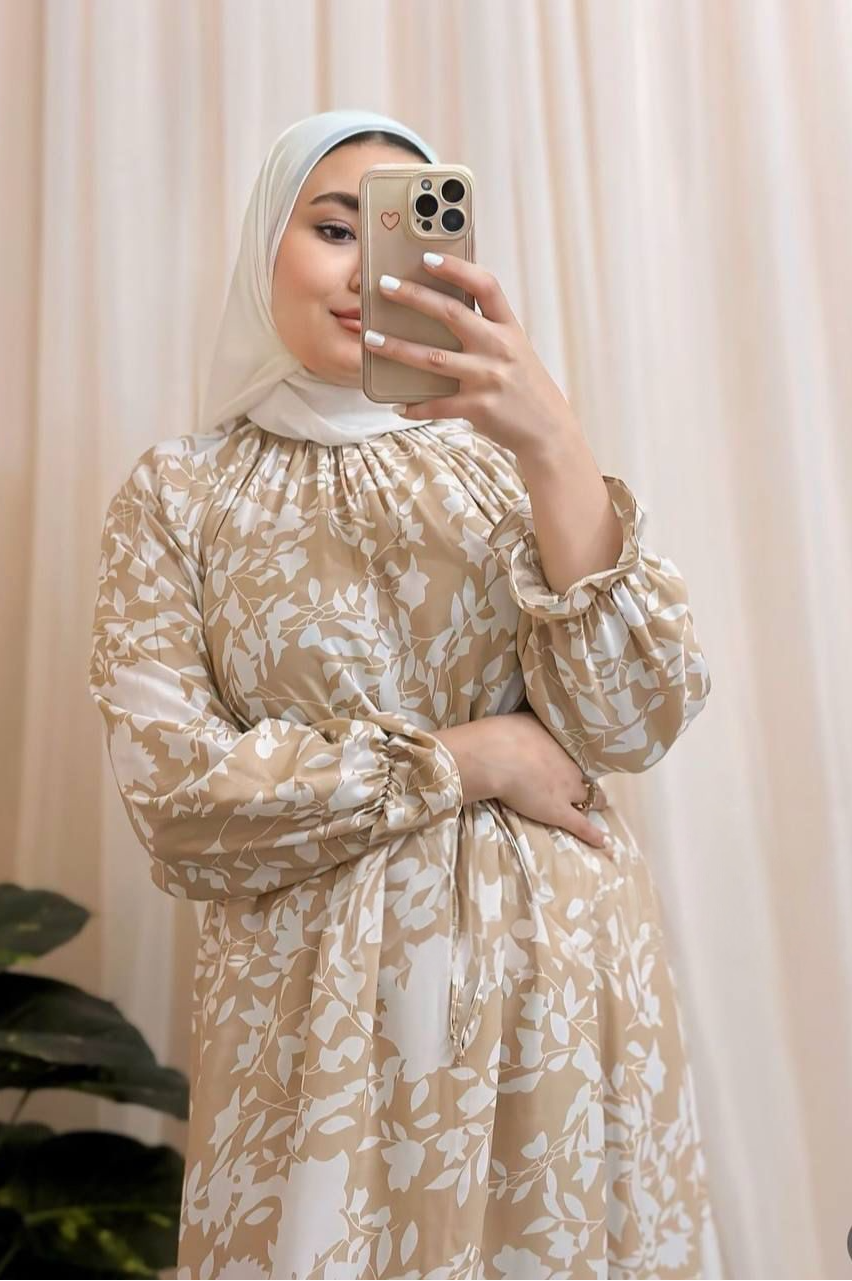 Beige Printed Dress
