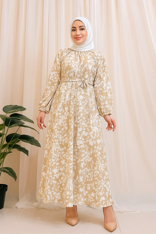 Beige  Printed Dress