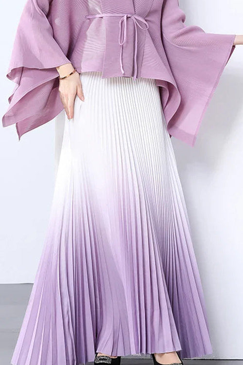 Pleated Skirt Set-Purple