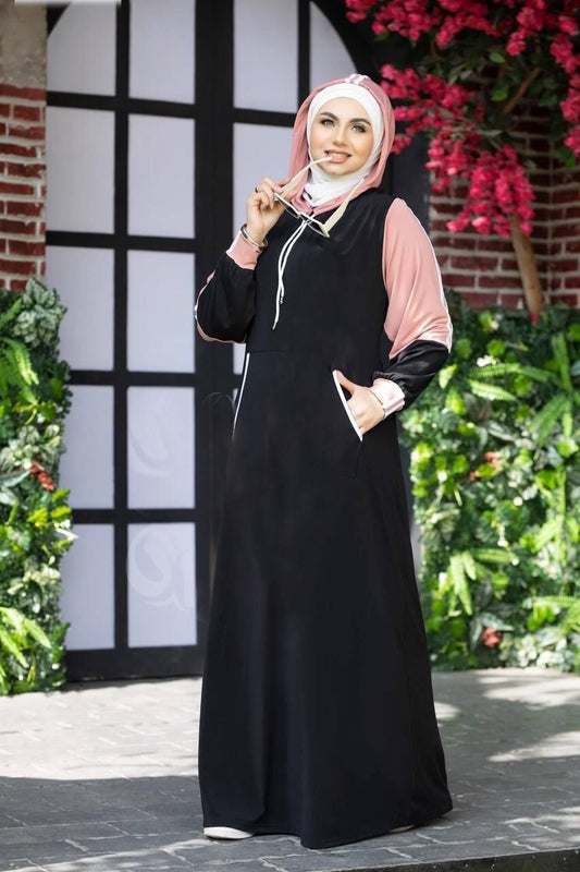 Black Sport Abaya With Pockets