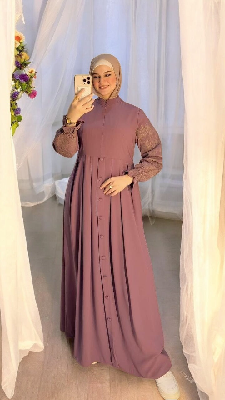 Fine Embroidered Sleeves Abaya (4 colors)