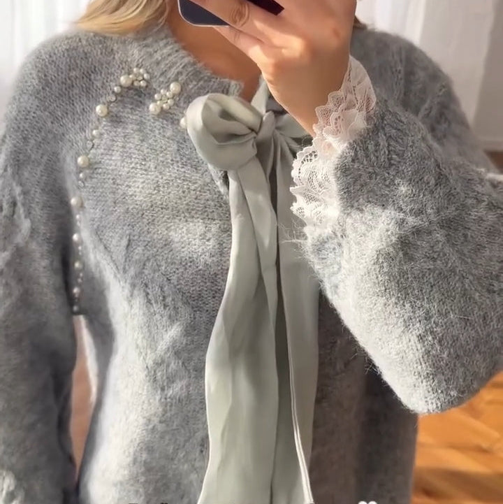 Lace Skirt 2 Pieces Set-Gray