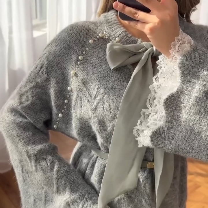 Lace Skirt 2 Pieces Set-Gray