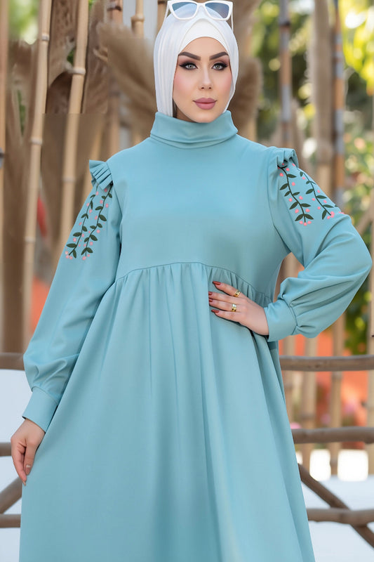 Embroided Sleeves Dress