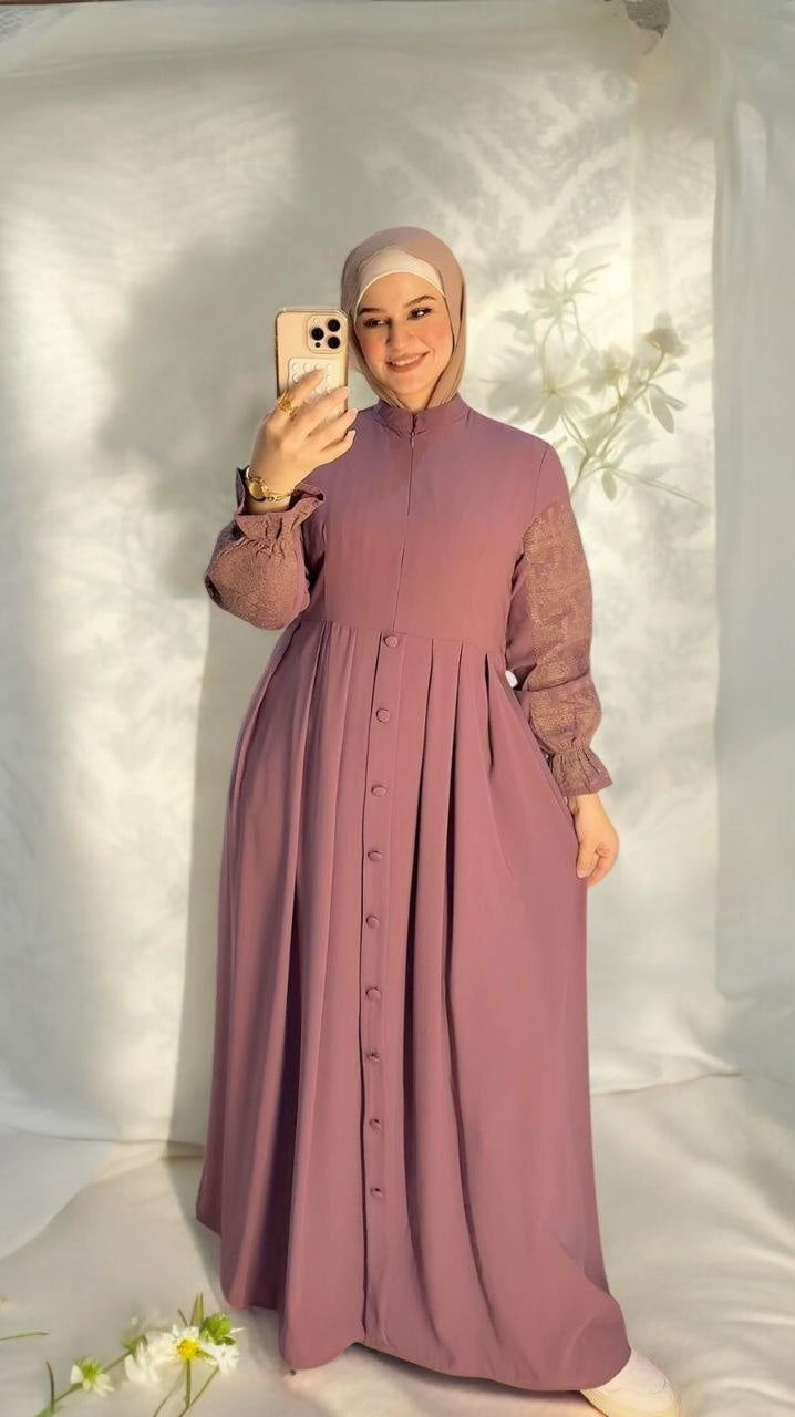 Fine Embroidered Sleeves Abaya (4 colors)