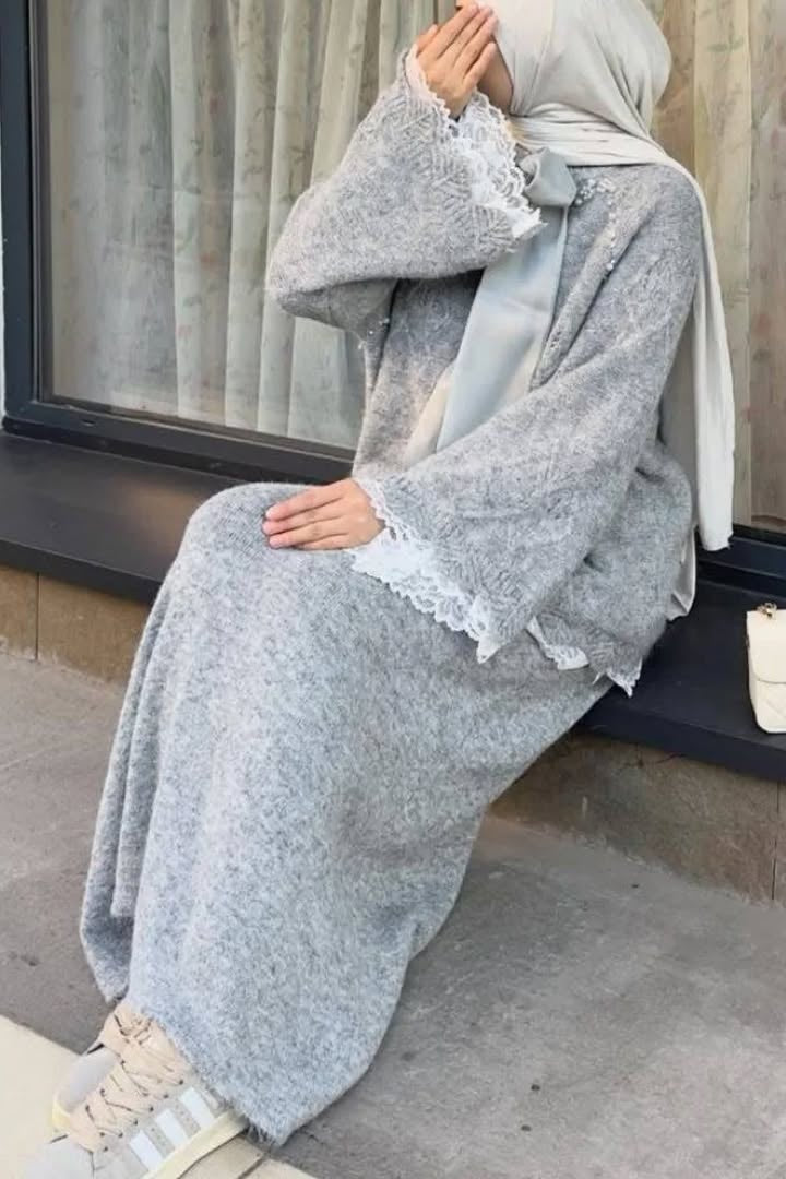 Lace Skirt 2 Pieces Set-Gray