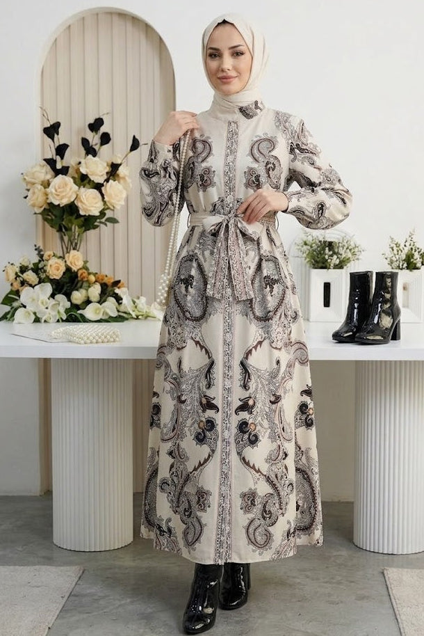 Button Printed Dress